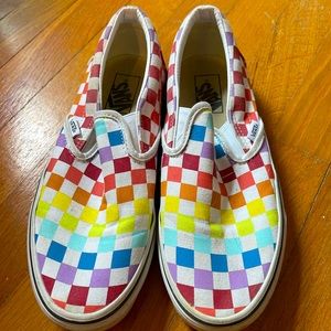 Vans rainbow checkerboard shoes